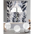 thumbnail image 3 of Vintage Navy Blue Botanical Kitchen Curtains Swag Valance and Tier Curtains Set 24 Inch Length, Tropical Leaves Modernism Rod Pocket Drape Panels Pair Swag Curtain for Bathroom/Cafe/Window, 3 of 6