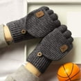 thumbnail image 2 of Lovzfmll Unisex Knit Convertible Gloves, Flip Top Outdoor Winter Gloves, Plush Thickened Warm Handwear for Urban and Outdoor, Dark Gray, 2 of 4