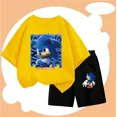 thumbnail image 3 of Conjunto de verano de 2 a 12 años para niños, ropa de pareja de Sonic, camiseta, traje para niños 2024, ropa para niñas, top para madres y niños, 3 of 5