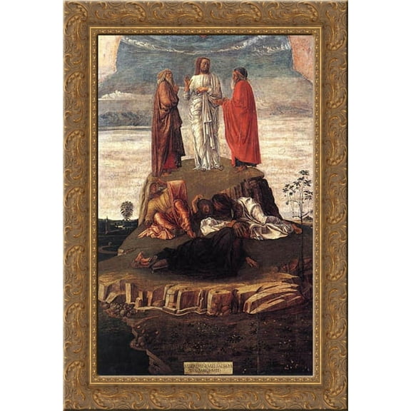 Transfiguration of Christ 18x24 Gold Ornate Wood Framed Canvas Art by Bellini, Giovanni