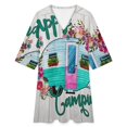 thumbnail image 4 of Happy Camping Womens Dress With Pockets Summer V Neck 3/4 Sleeve Dress Plus Size Loose Dress, 4 of 7
