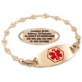 thumbnail image 1 of MedicEngraved Rose Gold Stainless Steel Custom Medical Alert Bracelet - 5mm Heart Link, 1 of 7