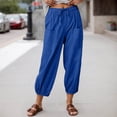 thumbnail image 6 of Bibifish Womens Pants Drawstring Waist Side Pocket Lightweight Pants With Button Detail Hem Loose Fit Casual Outings Comfortable Pants, 6 of 6