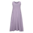 thumbnail image 5 of ZHUGeLI Women's Summer Dresses Cotton and Linen Dress Long Sleeveless Solid Color Dress with Pocket Skirt, 5 of 7