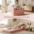 thumbnail image 5 of Yaheetech 2-in-1 Convertible Sofa  Bed Folding Sleeper Chair Bed Chenille Sofa with Armrests  Bean Bag Chair for Living Room, Pink, 5 of 7