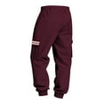 thumbnail image 6 of LMOIPLI Men's Fleece Sweatpants Casual Loose Fit Cargo Pants Elastic Waist Lounge Pants Tapered Joggers with Pockets Wine XL, 6 of 9