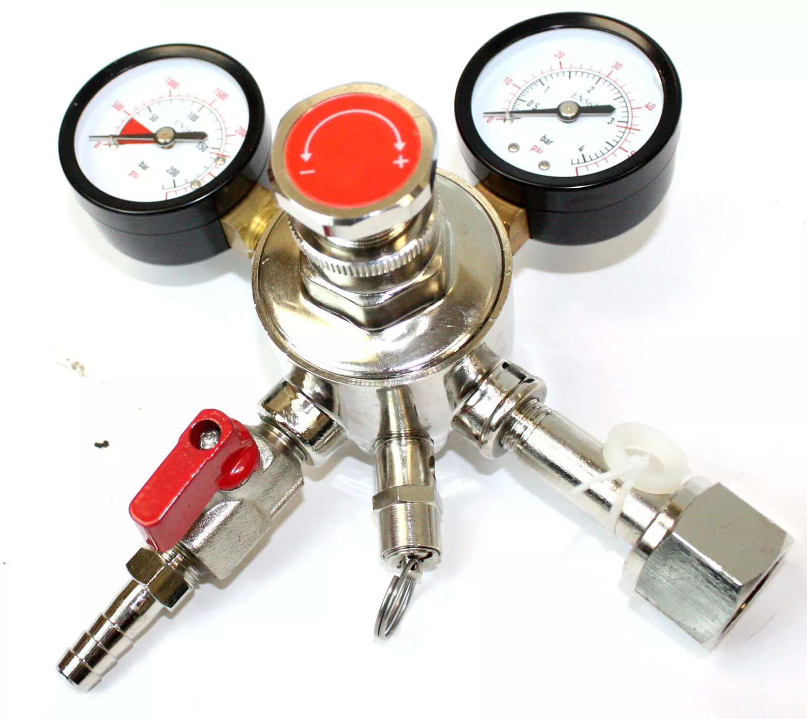 HFS 4 Dual Gauge CO2 Regulator with Shutoff Valve - Precision Control for Home Draft Beer Brewing System, Compatible with Kegerators & Homebrew Kits