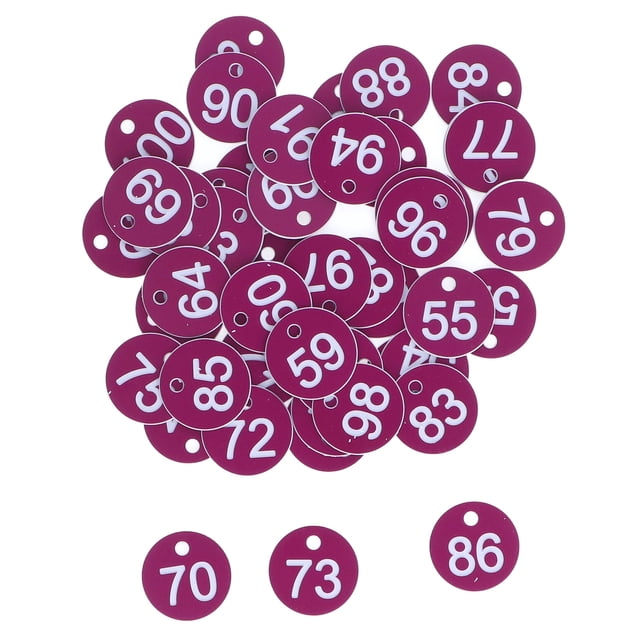 BuyWeek Étiquette d'élevage, 50 pièces Étiquettes de Roue numérotées pour signalisation de rucher(51-100-Violet)
