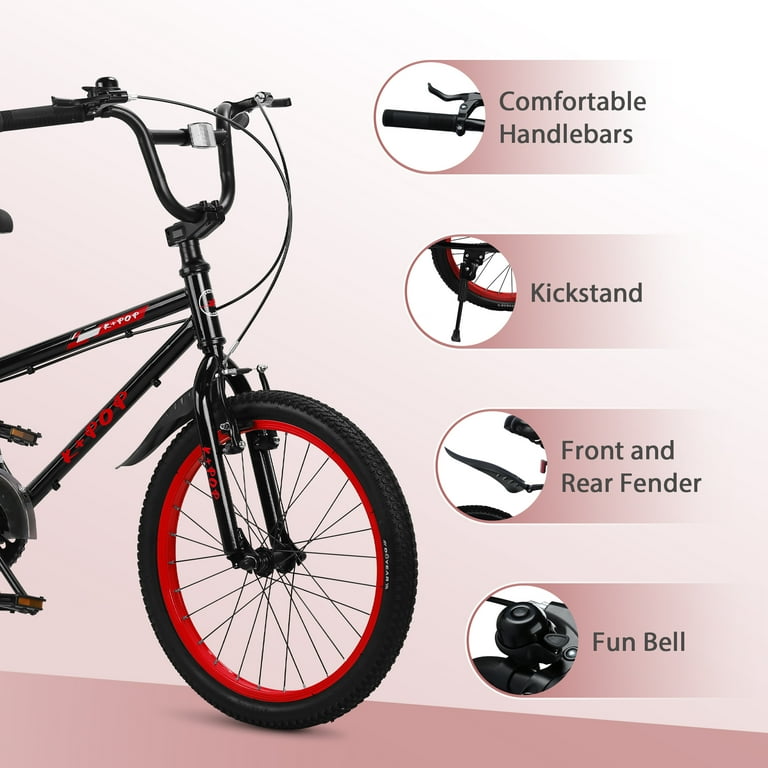 Bstjewey 20 Inch BMX Kids Bike, Adjustable Seat, Dual Brakes, Ages