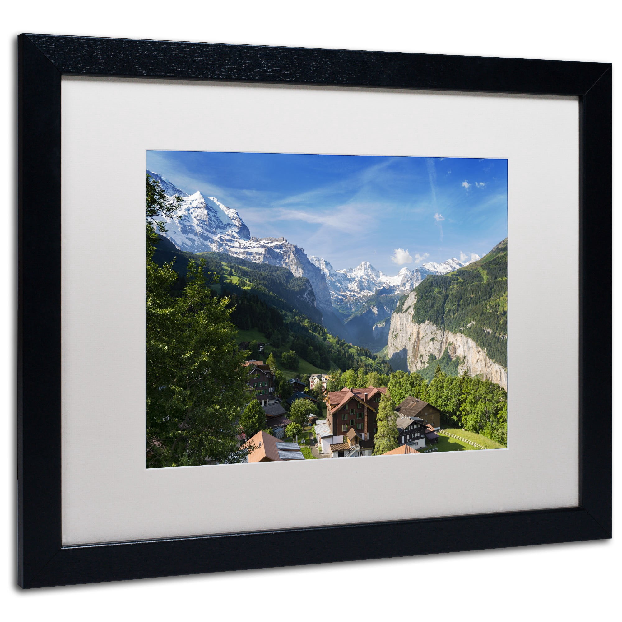 Trademark Fine Art "A New Day in the Swiss Alps" Canvas Art by Philippe Sainte-Laudy, White Matte, Wood Frame