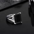 thumbnail image 4 of Gem Stone King 925 Sterling Silver Black Onyx and White Moissanite Engagement Ring for Women (6.63 Cttw, Gemstone December Birthstone, Emerald Cut 14X10MM, Size 9), 4 of 6