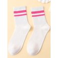 thumbnail image 1 of Vitoria Brayner 2pairs Sporty College Stripe & Letter Pattern Mid-Calf Socks, 1 of 4