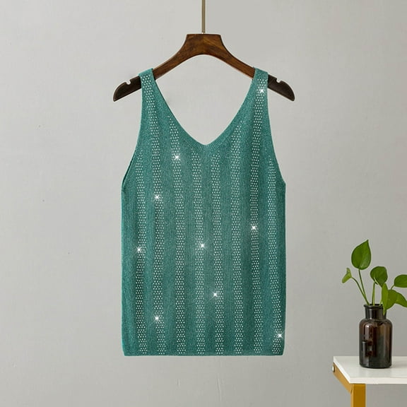 Wycnly Camisole Top for Women Tank Tops Women Party Club Going out Loose Lightweight Sparky Tank Top Trendy Solid Sleeveless Top Girls Sleeveless Shirt