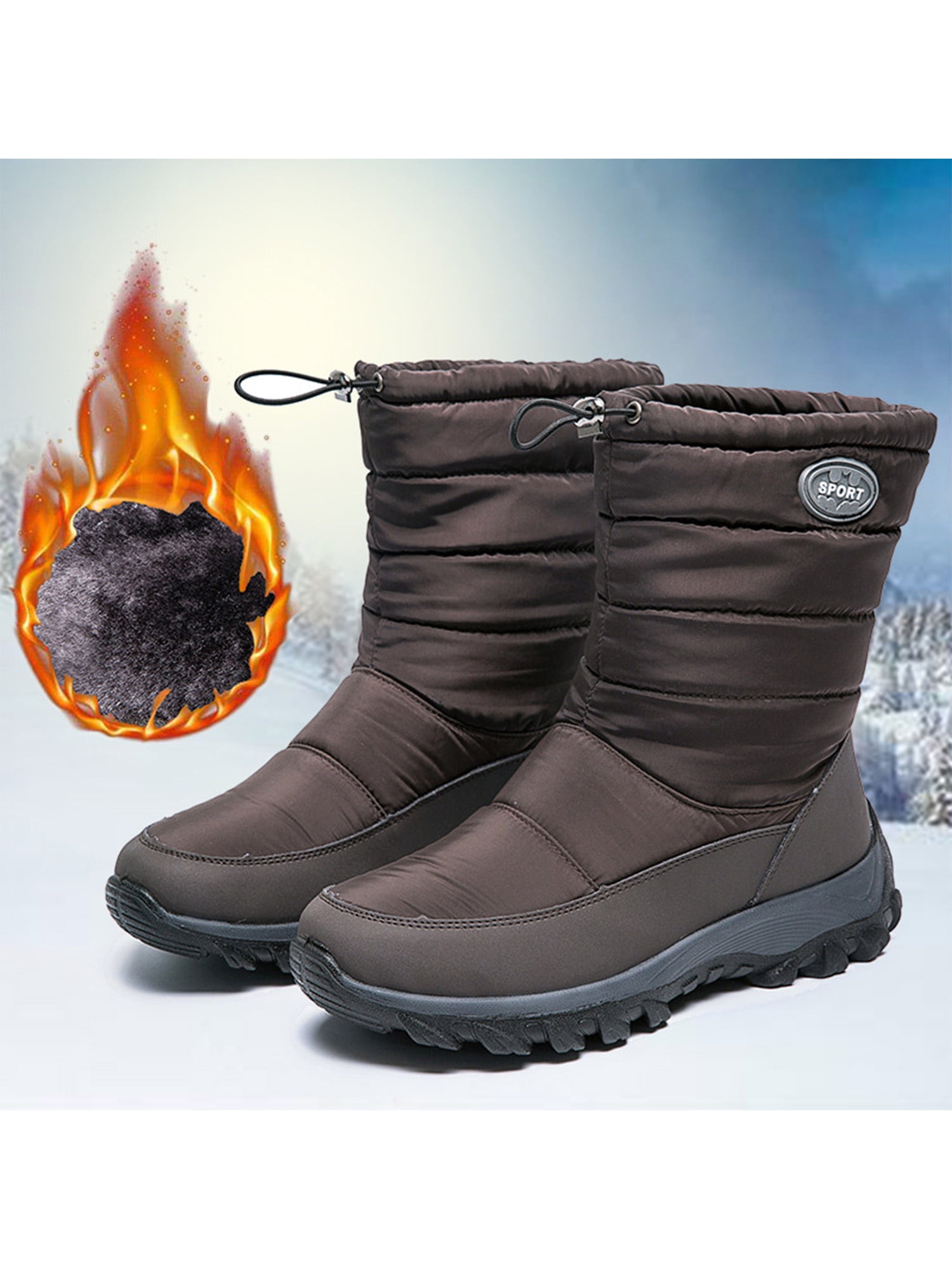 Woobling Women's Snow Boots Wide Width Winter Waterproof Sheos Warm Non ...