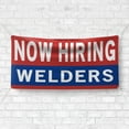 thumbnail image 4 of Now Hiring Welders Welding Jobs 13 oz Heavy Duty Vinyl Banner Welder Jobs Available Help Wanted Sign for Business Advertising Indoor/Outdoor Single-Sided with Metal Grommets (4x6 ft, Re & Wh & Bl), 4 of 6