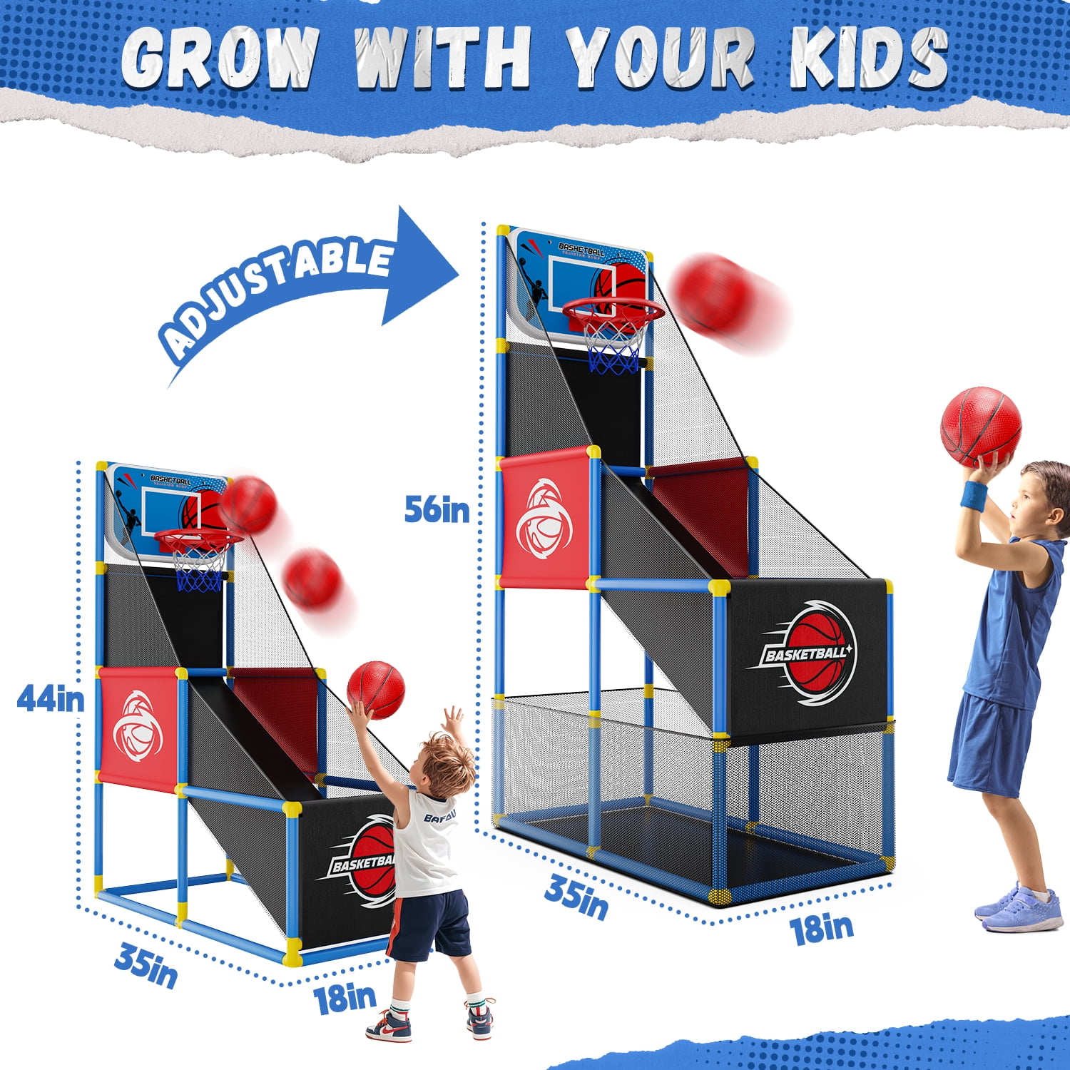 JoyStone Kids Arcade Basketball Game, Indoor/Outdoor Basketball Hoop With 4 Balls, Basketball Game Toys Gifts for Boys and Girls (Blue)