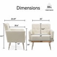 thumbnail image 5 of Sillón de terciopelo Sofá único Sillas de lectura laterales tapiceadas modernas con brazo y pierna de metal de oro para sala de estar dormitorio, 5 of 5