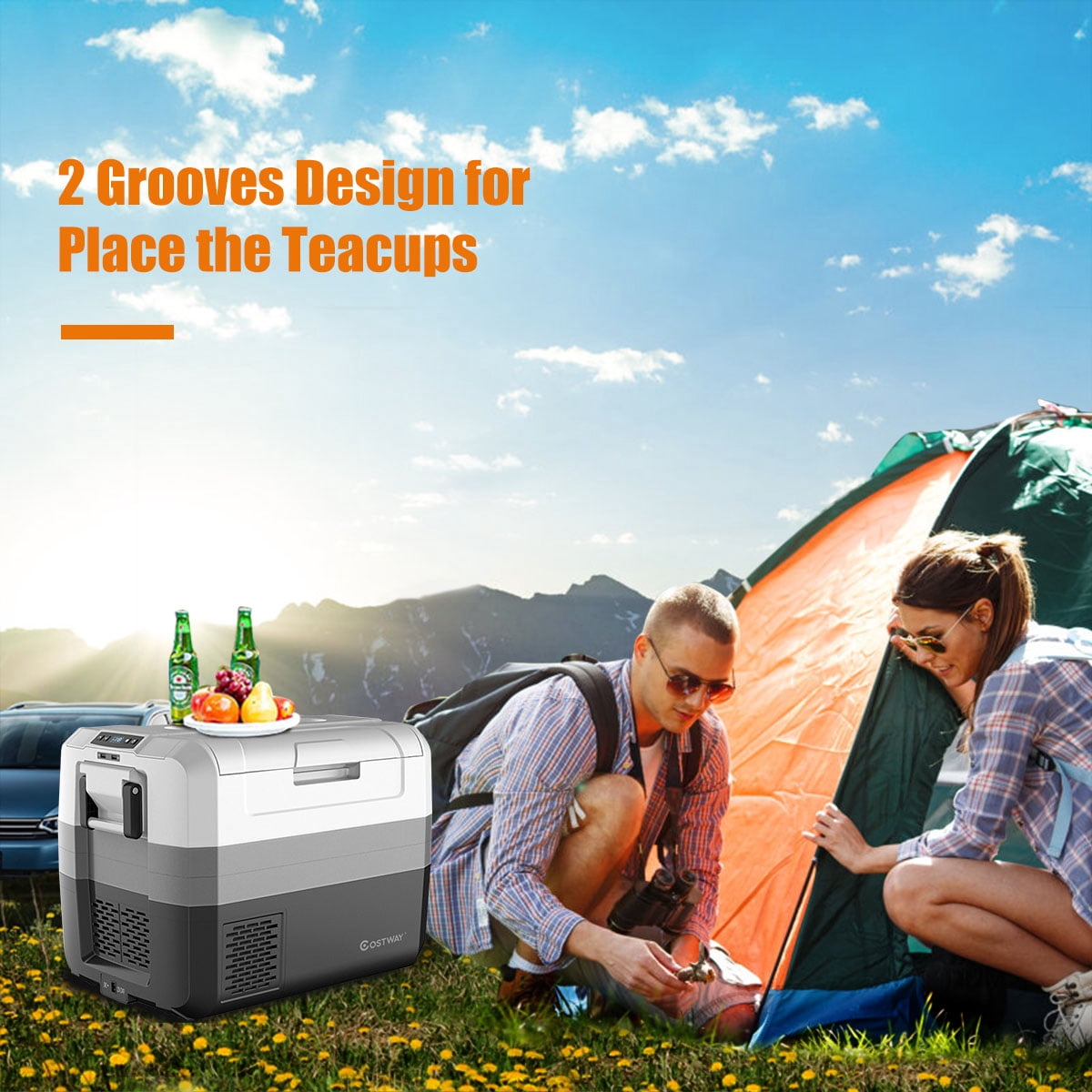 Costway 58 Quart Portable Electric Car Cooler Refrigerator Compressor Freezer for RVs Camping
