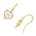 thumbnail image 2 of JewelStop 14k Solid Yellow Gold Cubic Zirconia Heart Dangle Shepherds Hook Wire Earrings, 2 of 6