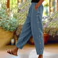 thumbnail image 2 of Ecqkame Women's Corduroy Wide Leg Pants Casual Loose Solid Color High Waist Comfortable Long Pant with Pockets Blue S, 2 of 7