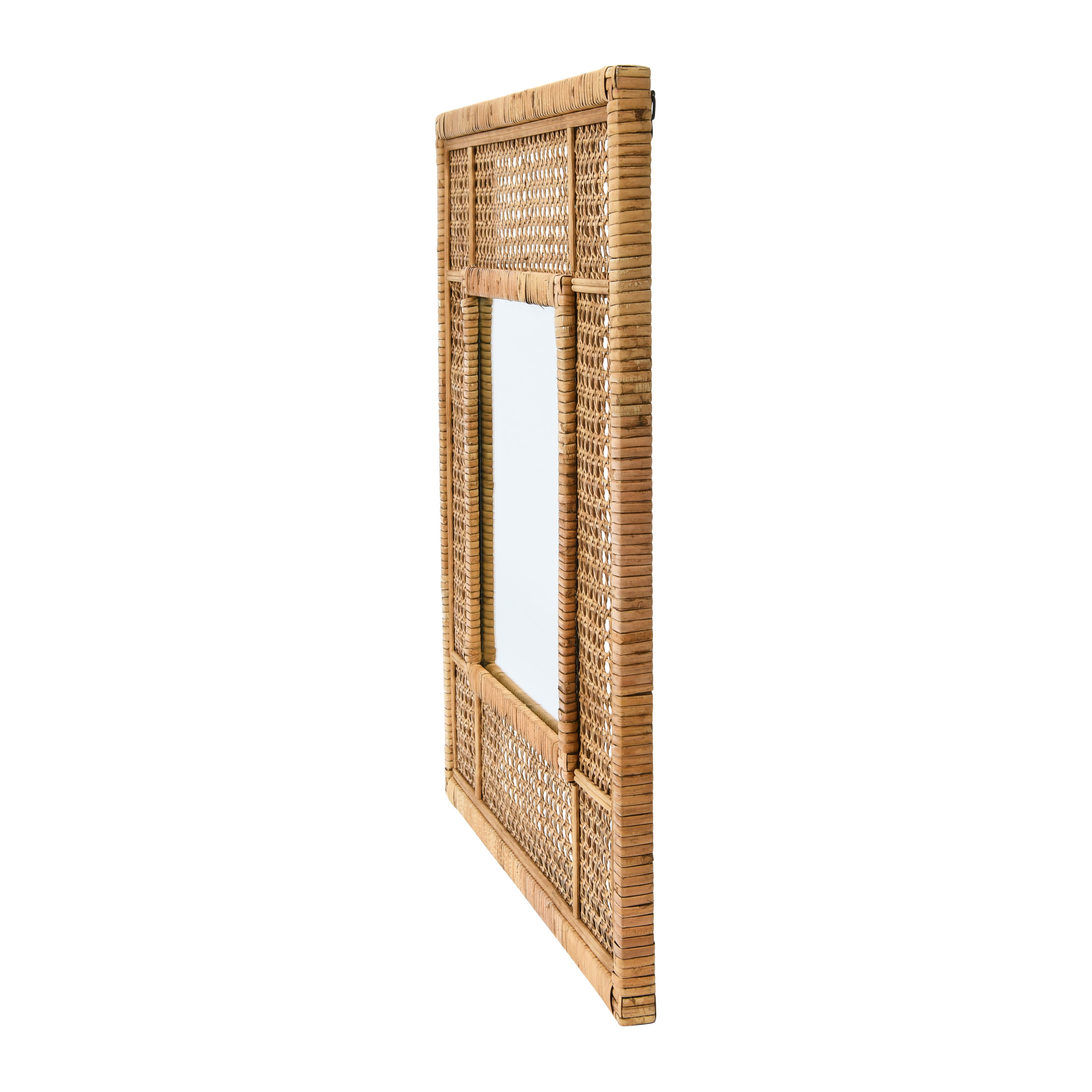 Creative Co-Op Square Boho Rattan Framed Wall Mirror, Natural