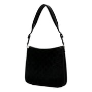Gucci Horsebit Slim Shoulder Bag Black GG Monogram Fur Leather Trim Silver Horsebit Hardware Designer Shoulder Handbag NEW