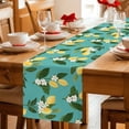 thumbnail image 5 of Lemons Leaves Table Runner 70 Inches, Summer Fruits Floral Botanical Teal Green Bed Runner Dresser Scarves Tabletop for Indoor Outdoor Parties/Ceremony/Banquet, 13" x 70", 5 of 9