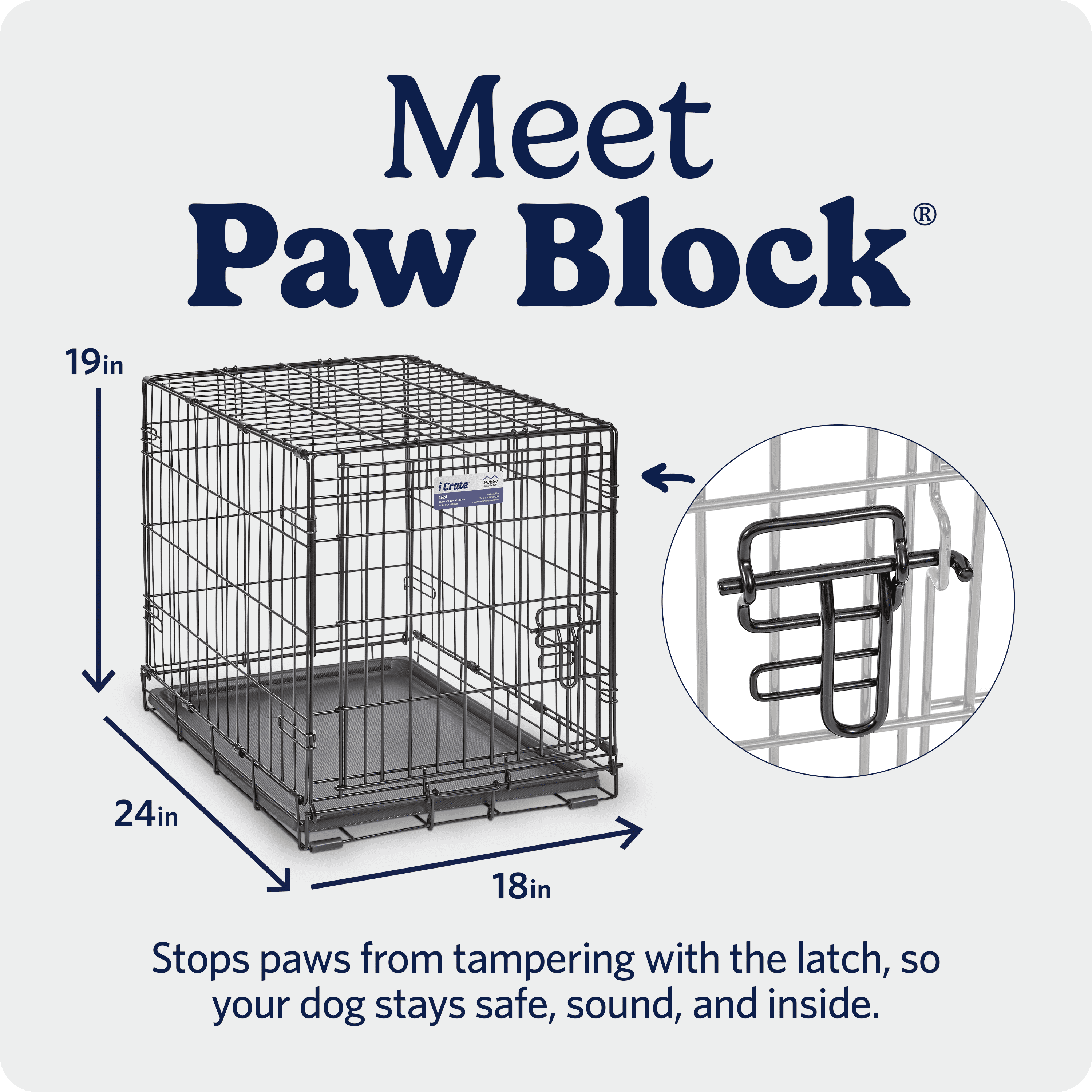 MidWest Homes for Pets iCrate Folding Dog Crate 24-inch with Divider, Leak-Proof Tray & Secure Latches - Portable, Durable Metal Wire Kennel