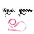 thumbnail image 1 of 1 Set Wedding Chair Signs European Style Rustic Wooden Hollow Out with Ribbon Decorative Gift Bride Groom Chair Back Hanging Signs Party Favors, 1 of 8
