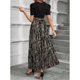 thumbnail image 3 of Women's Summer Short Sleeve Color Block Maxi Dress, Print Belted A-Line Casual Daily Vacation Dress, 3 of 12