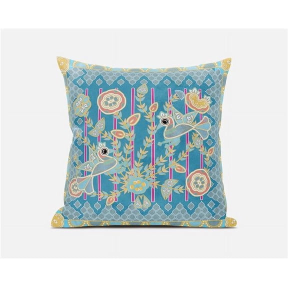Amrita Sen Designs 18 x 18 in. Pond Peacock Broadcloth Indoor & Outdoor Zippered Pillow - Multi Color