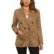 thumbnail image 1 of Blazer de ante sintético Inspire Chic para mujer, chaqueta de traje de doble botonadura con solapa, talla XL, marrón claro, 1 of 6