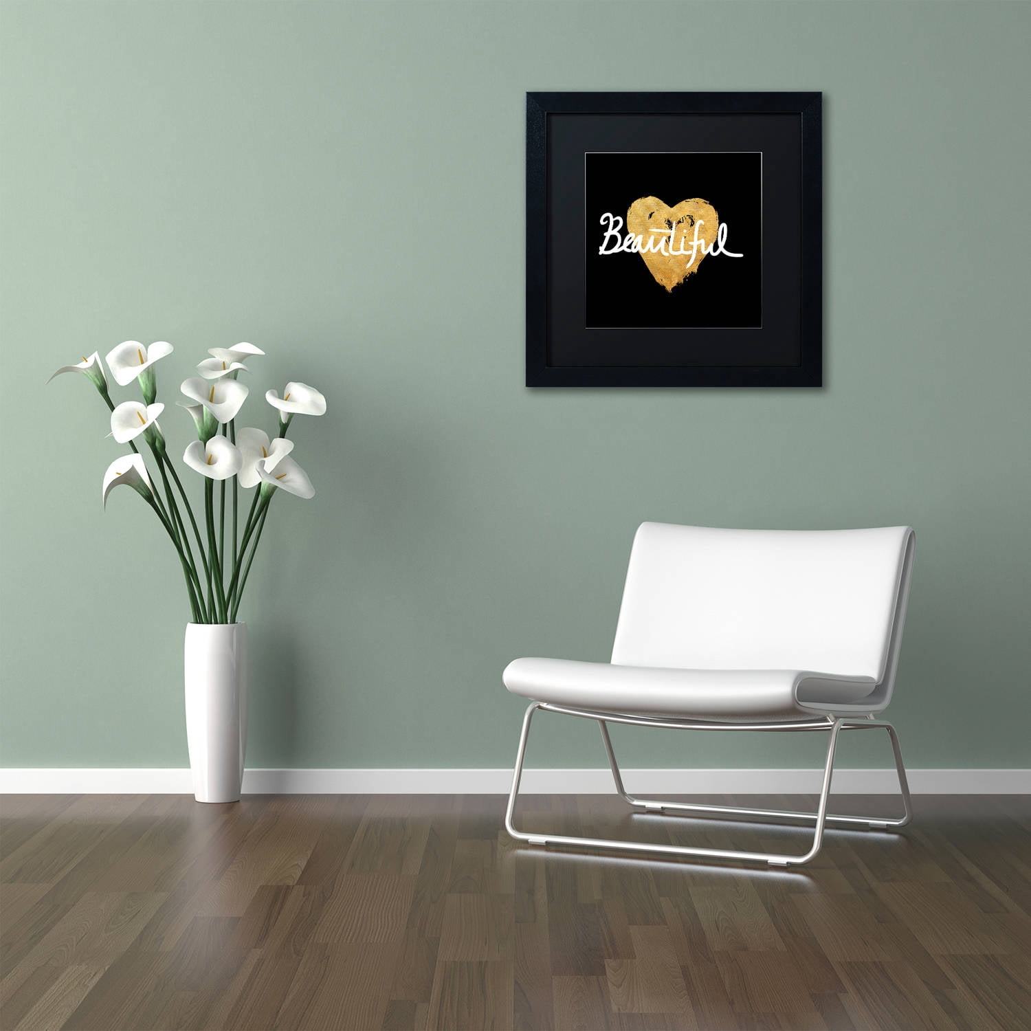 Trademark Fine Art "Beautiful On Black" Canvas Art by Lisa Powell Braun, Black Matte, Black Frame