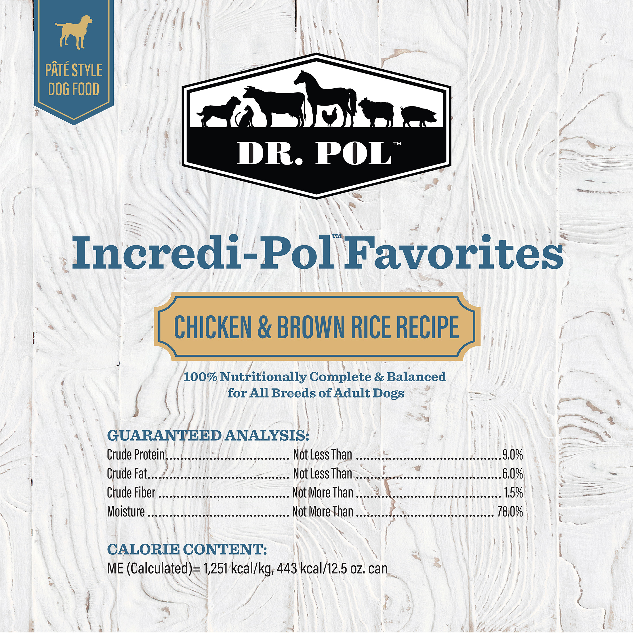 (12 pack) Dr. Pol Incredi-Pol Favorites Chicken & Rice Canned Dog Food, 12.5oz.