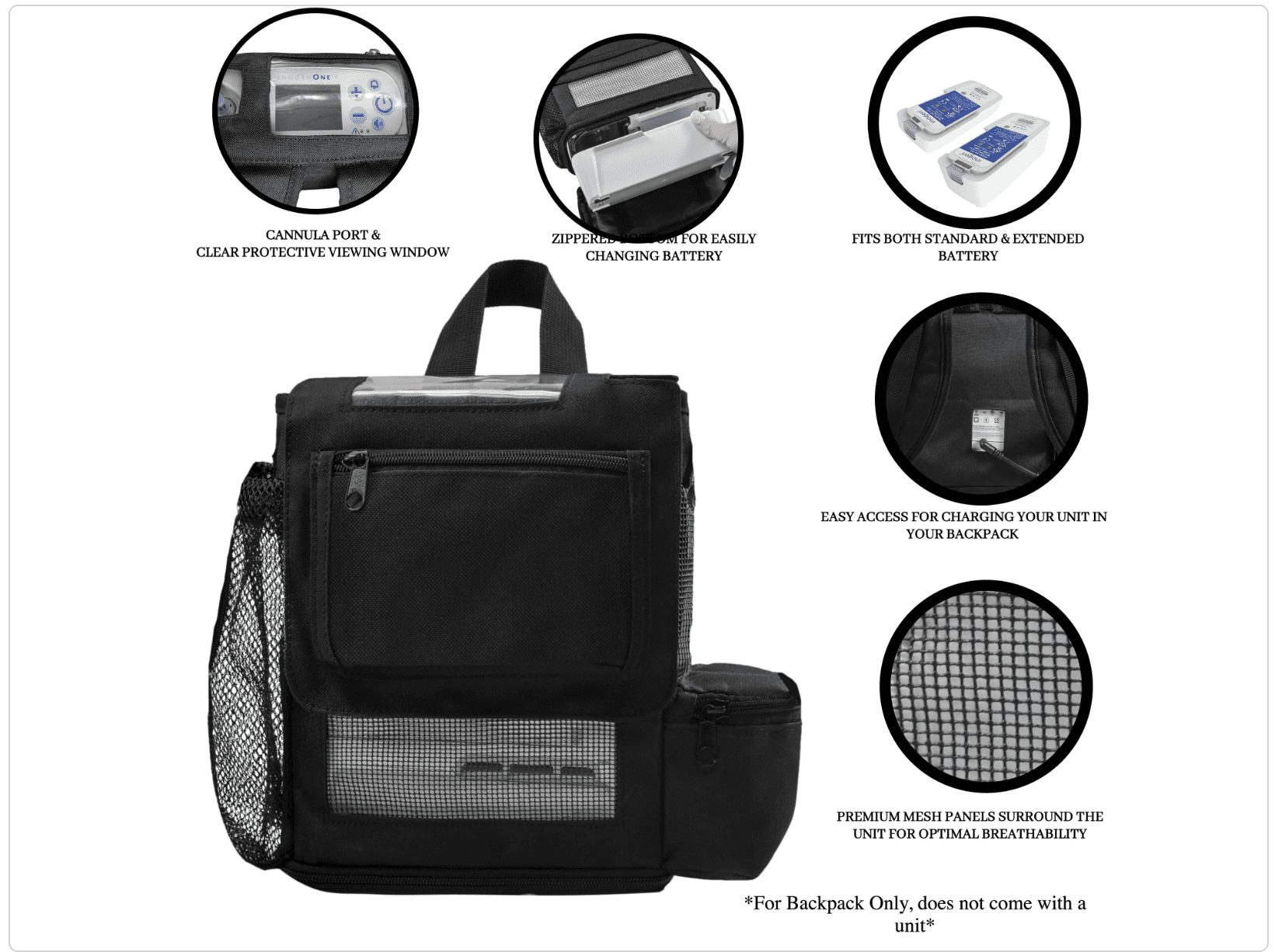 O2TOTES Inogen One G5 & Inogen Rove 6 Ultra Lightweight backpack