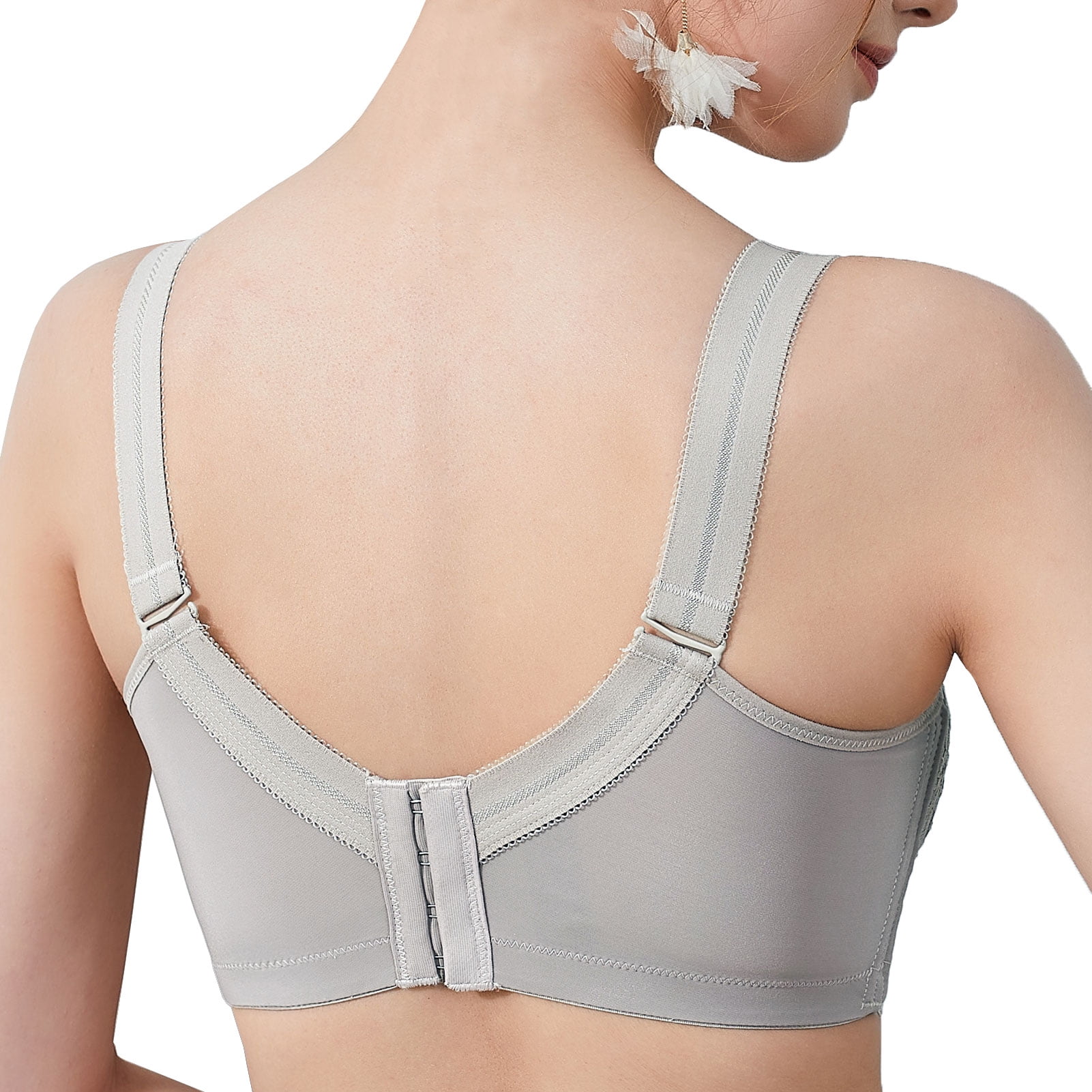 AILIVIN Wireless Bras for Women Full Figure Minimizer Women's Lace Bra WireFree Lifting Up Full Support Lightly Lined Cup Full Coverage No Back Fat Comfy No Wire Womens Bras Light Gray 40D 40 D