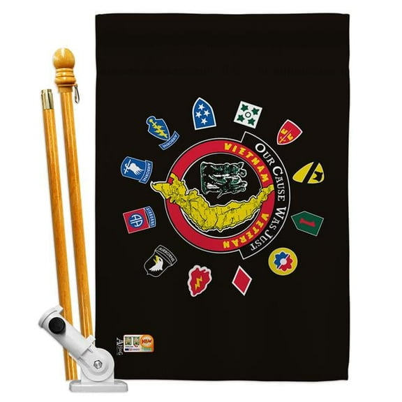 Americana Home & Garden AA-MI-HS-140314-IP-BO-D-US18-AG 28 x 40 in. Vietnam Veteran Military Impressions Decorative Vertical Double Sided House Flag Set & Pole Bracket Hardware Flag Set