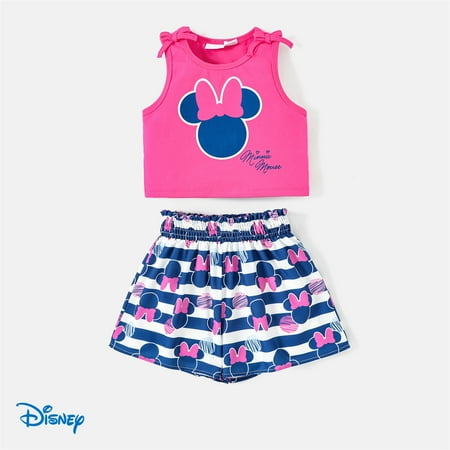 

PatPat Disney Toddler Girl 2pcs Character Print Tank Top and Stripe/Daisy Print Shorts Set