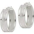 thumbnail image 2 of Sterling Silver Polished Textured 7.5X25mm Hoop Earrings (26.4 X 25) Made In India qe15874, 2 of 5