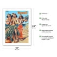 thumbnail image 2 of Hawaiian Hula Dancers on the Beach - Vintage Advertising Poster c.1950s - Fine Art Matte Paper Print (Unframed) 18x24in, 2 of 4
