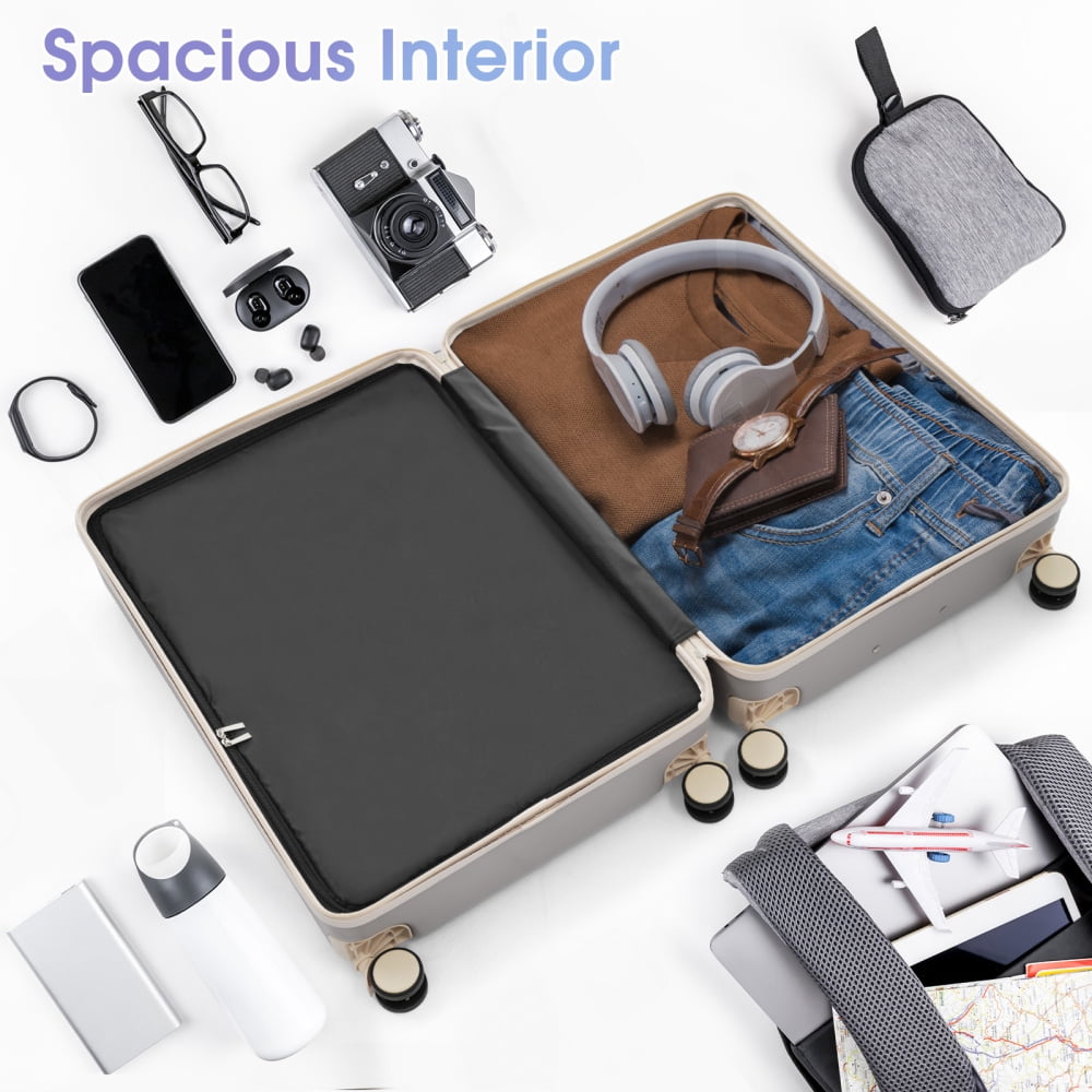 HomePerch 3-Piece Luggage Set (20"/24"/28"), Lightweight ABS Hardshell Suitcases with Spinner Wheels, TSA Lock & Side Hooks, Carry-On and Checked Travel Luggage