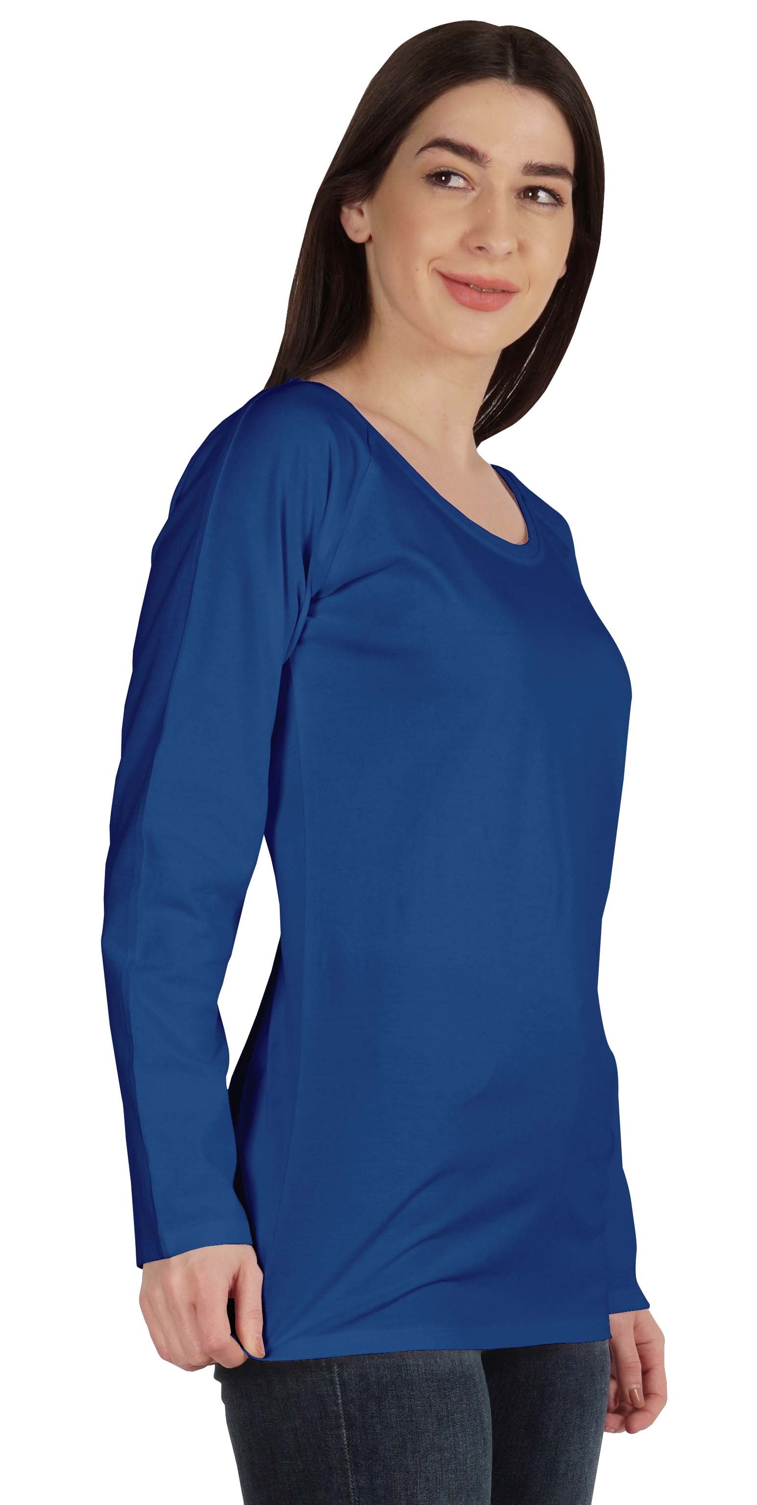Inkmeso Solid Raglan Full Sleeve T-shirt For Women Scoop Neck Baseball Tee Casual Tops