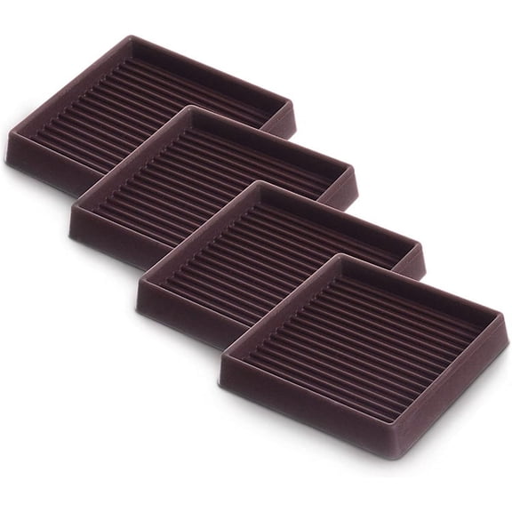 Pack of 4 3X3 inch Square Rubber Furniture Caster Cups with Anti-Sliding Floor Grip