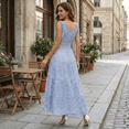 thumbnail image 4 of SOMER Women's Summer Boho Dresses Dot Floral Print Tiered Casual Flowy Beach Sundresses Long Maxi Dress Blue, 4 of 6