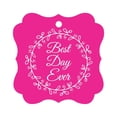 thumbnail image 1 of Darling Souvenir Custom Best Day Ever Wedding Party Tags Leaf Wreath Hang Tags-Magenta-50 Tags, 1 of 1