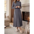thumbnail image 2 of Cueply Dresses for Women Casual Long Sleeve Fall Spring Mock Neck Pullover Long Dresses with Pockets, 2 of 8
