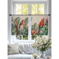 thumbnail image 4 of Summer Botanical Semi Sheer Window Curtains 45 Inches Long, Tropical Plants Birds Farmhouse Rod Pocket Voile Silky Chiffon Curtain Light Filtering Drapes for Living Room, Kitchen, 52"x45", 2 Panels, 4 of 9