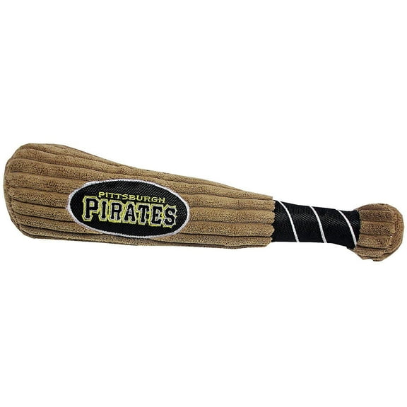 Pets First MLB Pittsburgh Pirates BAT TOY for DOGS & CATS. 29 MLB Teams available. - Plush PET TOY with inner SQUEAKER. Officially Licensed Baseball BAT.