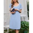 thumbnail image 2 of Ekouaer Nightgowns for Women Short Sleeve Moo Moos Ladies House Dress with Pockets Pleated Sleepshirts Soft Sleepwear, 2 of 6