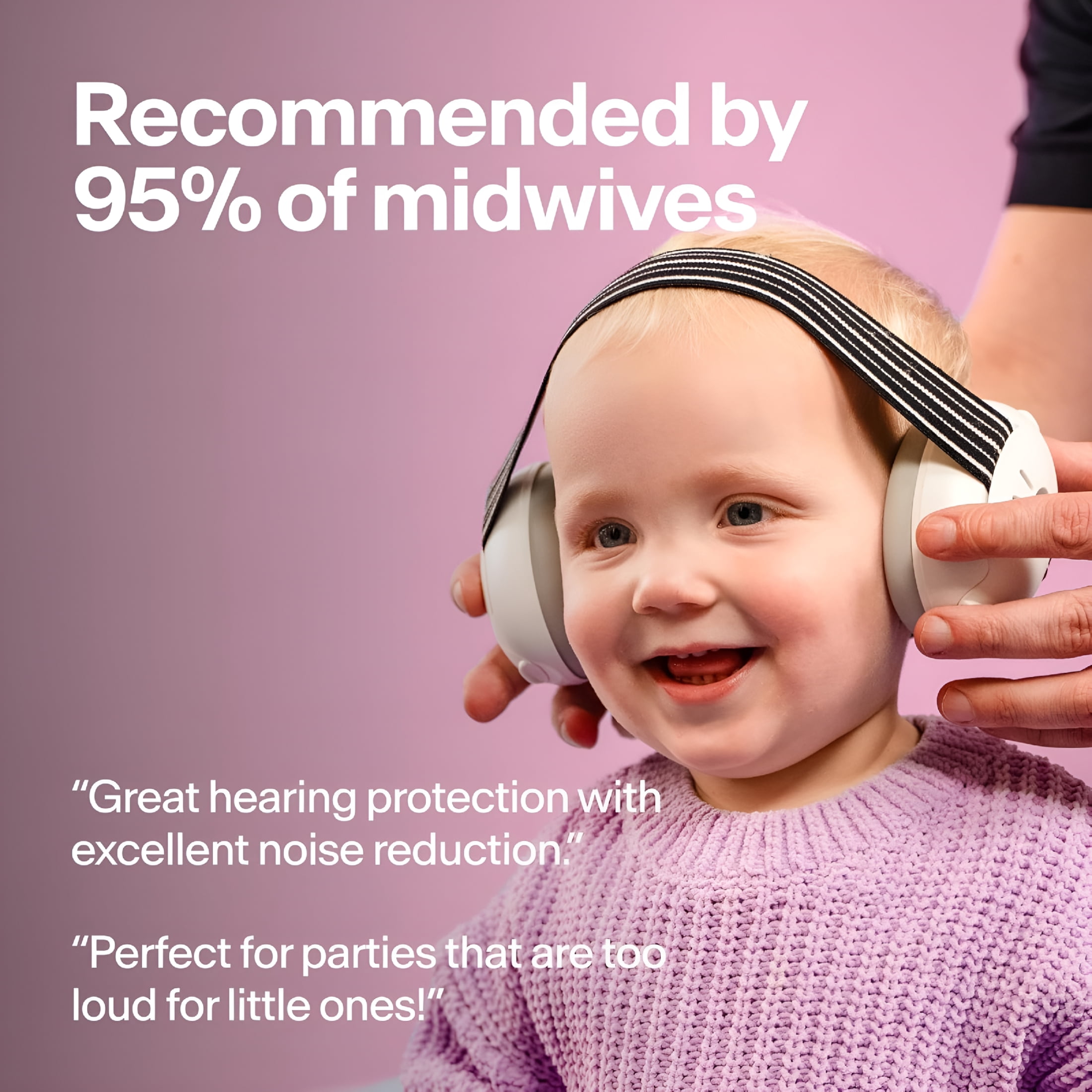 XIRQI Baby Ear Protection for Babies and Toddlers Up to 36 Months-Noise Reduction Earmuffs-Comfortable Baby Headphones Against Hearing Damage&Improves Sleep-Pink